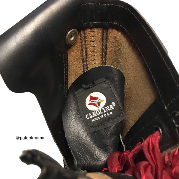 WOMENS VINTAGE CAROLINA REAL LEATHER LOGGER WORK BOOTS WITH A TOUCH OF GLAM - Picture 12 of 13